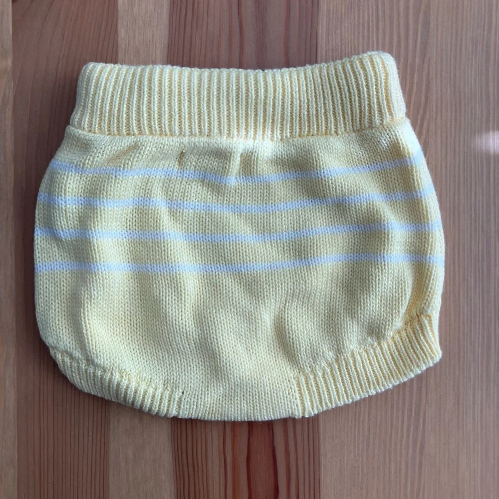 Fin + Vince Banana Yellow Striped Knit Baby Bloomers 0-3m